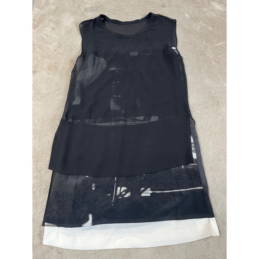 All Saints Nisia Shift Dress Women's 4 Black 100% Silk Over-sized Sleeveless EUC